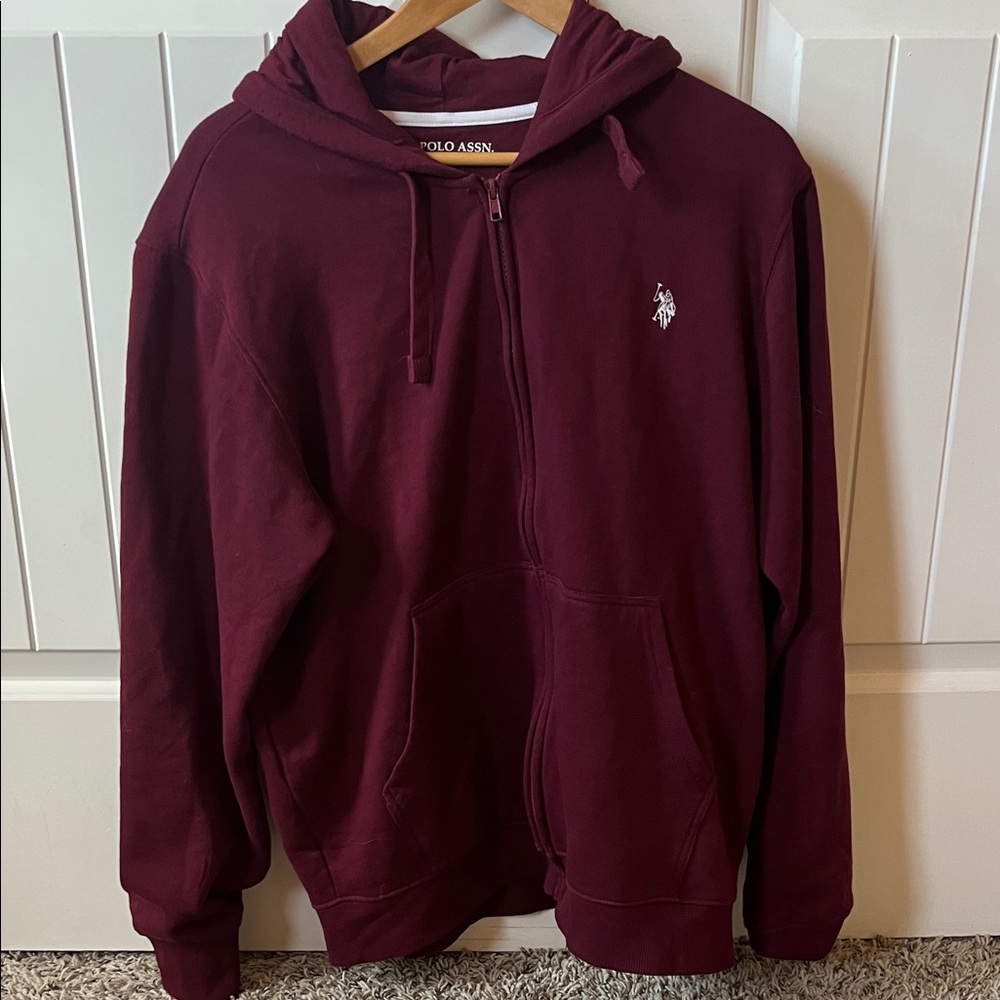 U.S. Polo Assn. Men's Maroon Zip-Up Hoodie